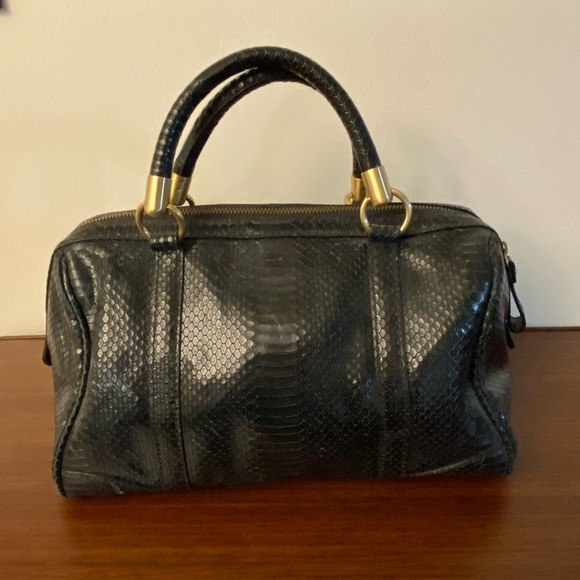 Talbots leather satchel handbag with snakeskin texture pattern - Picture 2 of 9